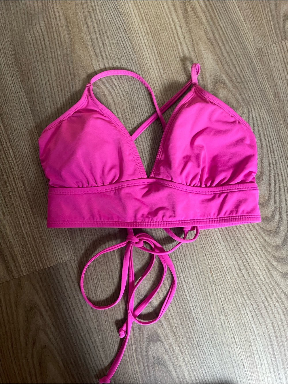 Athleta Crisscross Tie-Back Bikini Top Size S Barbie athletic Yoga Swim Summer - Picture 2 of 12